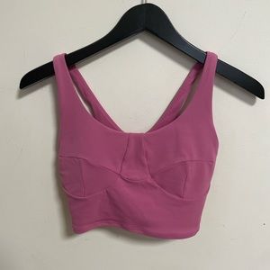 Pink Lululemon Nulu Front darting yoga bra